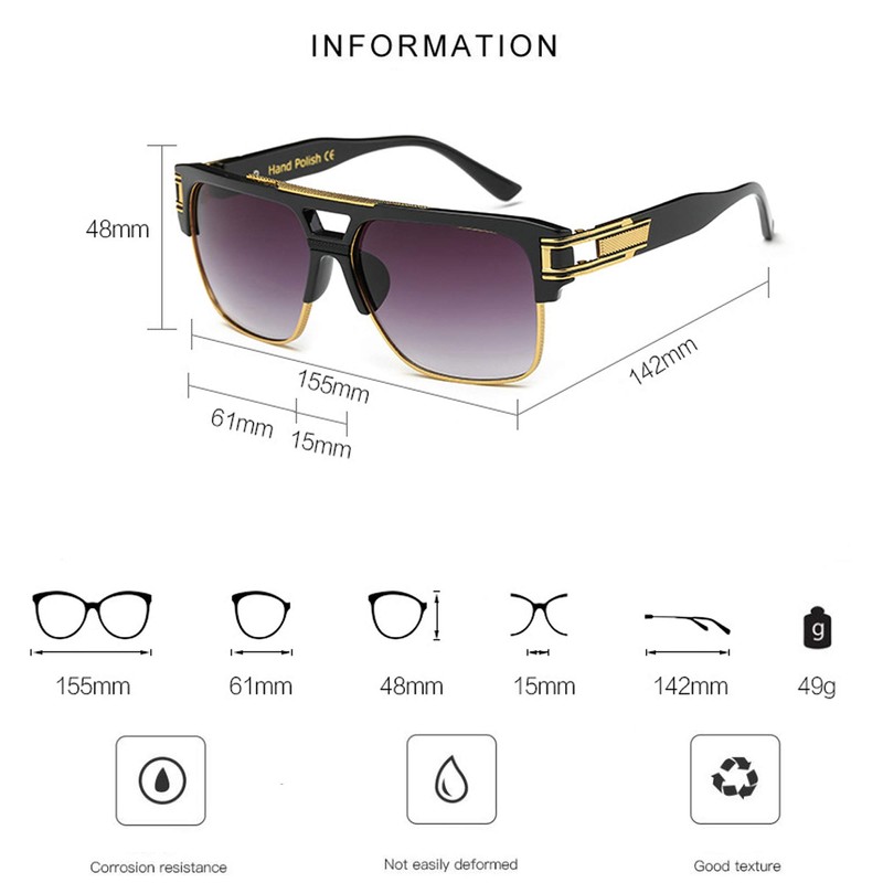 Allt Square Aviator Large Fashion Sunglasses For Men Women Goggle