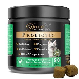 Deluxe Naturals Probiotics for Dogs |Natural Dog Probiotic Supplement with Enzymes Prebiotics Pumpkin |Promotes digestive health Improves allergies and immunity 90, 90 Count (Pack of 1) / Deluxe Naturals 강아지용 프로바이오틱스 | 효소 프리바이오틱스 호박이 함유된 천연 강아지 프로바이오틱 보충제 | 소화 건강 촉진 알레르기 및 면역 개선 90, 90 Count (Pack of 1)