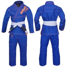 Brazilian Jiu Jitsu, Kids Jiu Jitsu Gi Children BJJ Gi Grappling Kimonos Lightweight with Free White Belt (K0, Blue)