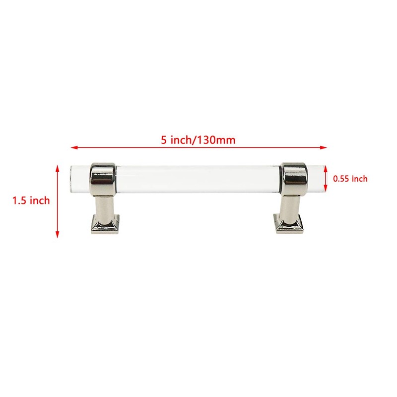 Bitray 5PCS Clear Cabinet Pulls 3.8-inch Hole Center Acrylic Pull