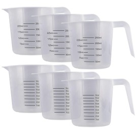 U.S. Kitchen Supply - 8 oz (250 ml) Plastic Graduated Measuring Cups with Pitcher Handles (Pack of 6) - 1 Cup Capacity, Ounce and ML Cup Markings - Measure & Mix Recipe Ingredients, Flour, Water, Oil