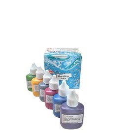 Scola Marbling Ink, 6 Assorted Metallic Colours, 25ml Bottles, Marbled Patterns, School Supplies, Art and Crafts Projects, Children's Craft Projects, Ideal for Kids