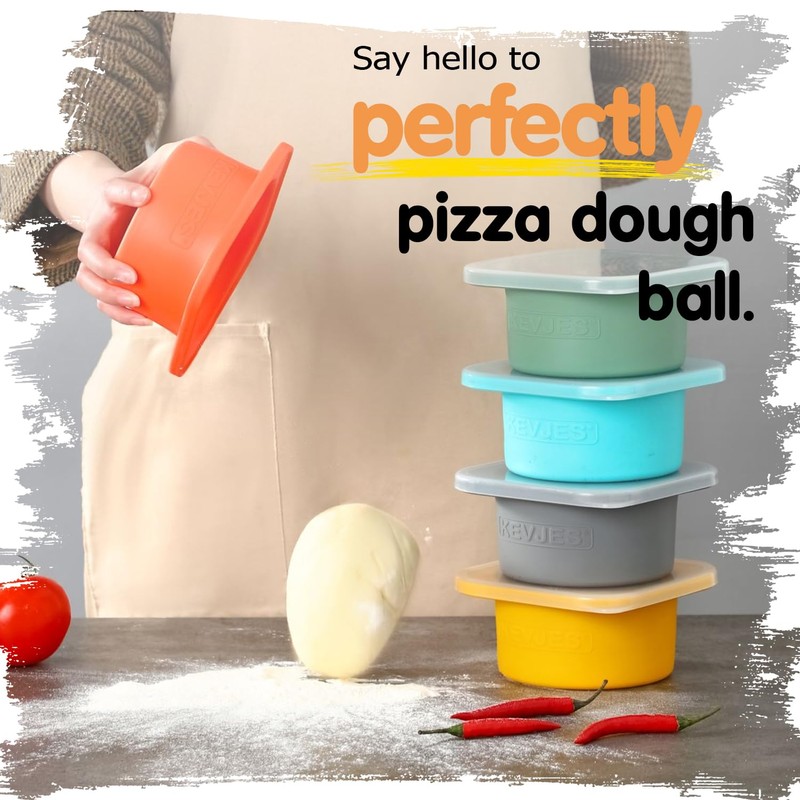 KEVJES Stackable Silicone Artisan Pizza Dough Proofing Proving Containers with