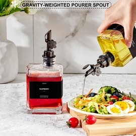 MUVEKA Olive Oil Dispenser Bottle for Kitchen, 10 oz/ 280 ml Cooking Oil Dispenser, Oil and Vinegar Dispenser Bottle Set, Glass Oil Container with 2 Daisy Spouts, Coffee Syrup Dispenser