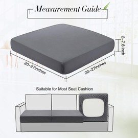 Newwiee Set of 4 Stretch Cushion Covers Sofa Couch Seat Chair Slipcovers Outdoor Patio Waterproof Cushion Covers Replacement Cushion Covers Furniture Protector for Pets(Seat Cover,Dark Grey)