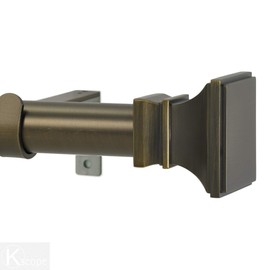 Infinette Versailles 1-1/8 Inch Diameter Single Window Curtain Rod Set, 96 Inch, Flat Bronze