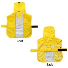 MAMORE Waterproof Dog Raincoat, Lightweight Rain Jacket with Reflective Strip, Adjustable Pet Clothes with Harness Hole for Dogs (Yellow&White, XL)