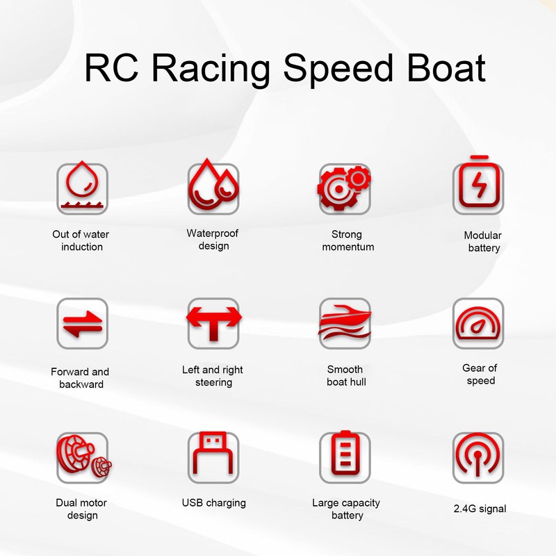 RC Boat Waterproof Off Water Induction Dual Motor Remote Control