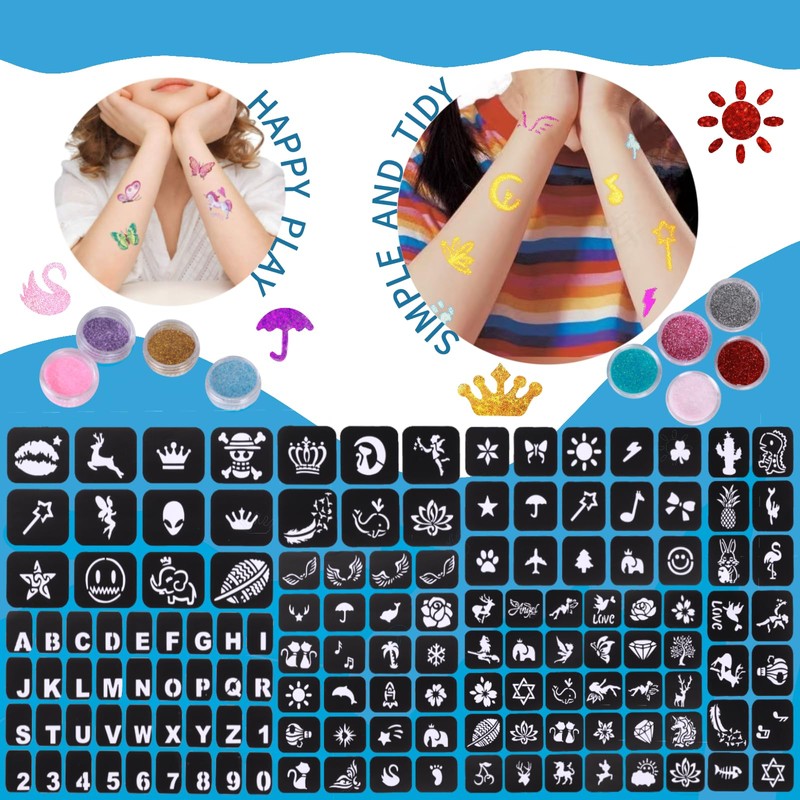 DSYZWEE Glitter Tattoo Set, 30 Colours Glitter Tattoos, Children's Glitter