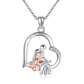 URONE Book Gifts 925 Sterling Silve Mother Daughter Necklaces Heart Pendant Birthday Gifts Book Jewelry for Women Mom Grandmother