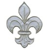 White-Silver Fleur de Lis Scout DIY Applique Embroidered Sew Iron on Patch