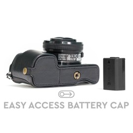 MegaGear MG960 Sony Alpha A6300, A6000 Ever Ready Leather Camera Half Case and Strap, with Battery Access, Black