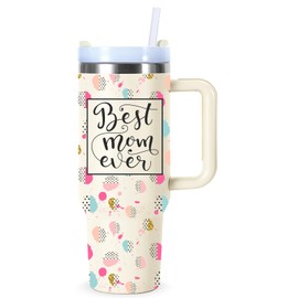 Christmas Gift for Mom - Best Mom Ever Coffee Tumbler 40 Oz With Handle and Straw,Mom Birthday Present Gifts,Mama Cup,Mothers Day Gift Tumbler, Moms Christmas Gift Ideas