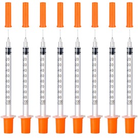 JIUPULL 30PACK U-100 Syringes, 30G 5/16" (8mm) 1ml/cc Disposable Syringe, Individual Wrapped