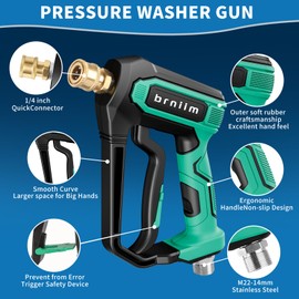 Pressure Washer Gun with Foam Cannon Car Wash Kit, Dual Channels-Foam/Water in 1s,1/4 Inch Quick Dual Connector Accessory for Car Wash Foam Gun & Pressure Washer Gun,with 5-Nozzle 3/8″ Swivel QC
