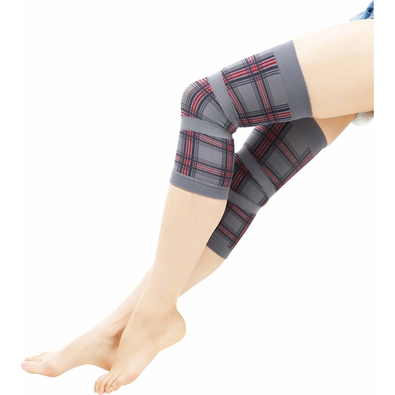Rakusaku Knee Supporter Gray Check (Left and Right Knee Supporter)