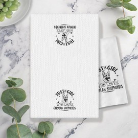 COWEB German Shepherd Gifts Kitchen Towels, German Shepherd Gifts for Women, German Shepherd Decor Dish Towels Tea Towels for Kitchen, Just a Girl Who Loves German Shepherd, 16x24 Inches
