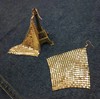 Suyi Trendy Women Earrings Metal Mesh Grid Sequins Tassel Long
