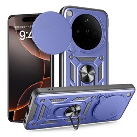 HONLEN Case Suitable for OPPO Find X8 Pro (6.78" Inches), PC Armor Ring Stand case with Magnetic Base - Blue