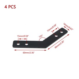 KUMGROT Black 135 Degree Flat Corner Brace Brackets Carbon Steel Mending Plate for Wood for Truss and Framing 2.36" x 2.36"/ 60mm x 60mm Connecting Brackets, 4 PCS