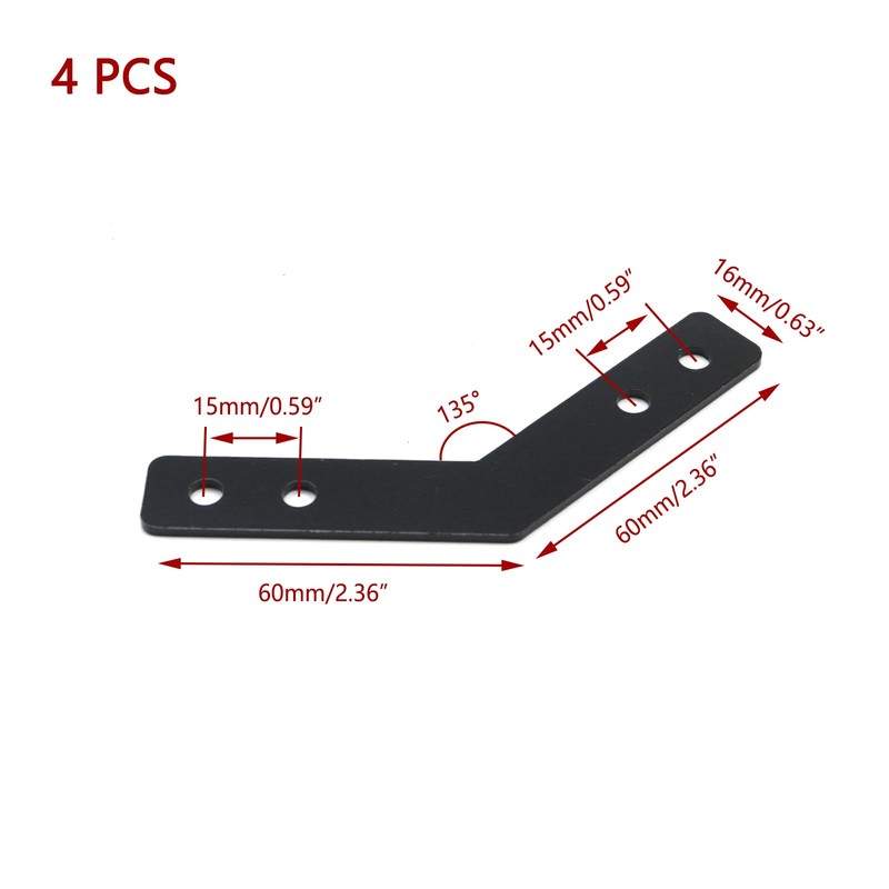 KUMGROT Black 135 Degree Flat Corner Brace Brackets Carbon Steel