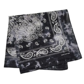 Trifong Bandana, Unisex, 100% Cotton, Cashew Nut Pattern, Paisley Handkerchief, Large, 21.7 x 21.7 inches (55 x 55 cm), Tie Dye Black