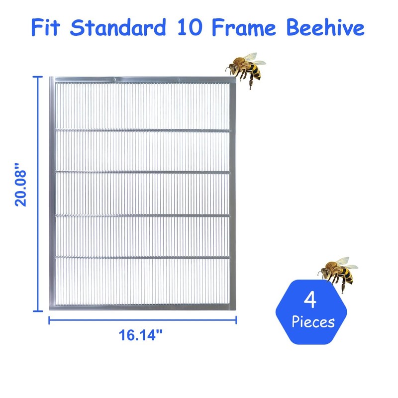 witbee 4Pcs Metal Queen Excluder for 10 Frame Beehive Metal