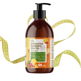 Qknatur Anti-cellulite and firming reduction gel (500 ml). With 6 active ingredients of natural origin for anti-cellulite massage Maderoterapia