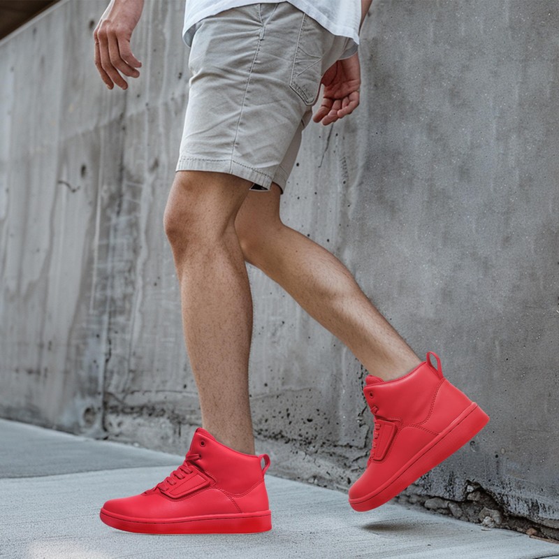 Soulsfeng Red High Top Sneakers for Men Skate Shoes Leather