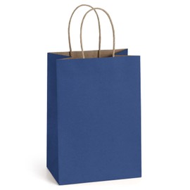 BagDream BagDream Kraft Paper Bags 100Pcs 5.25x3x8 Inches Small Paper Gift Bags with Handles Wedding Party Favor Bags Shopping Retail Merchandise Bags Navy Blue Gift Bags Paper Sacks Bulk