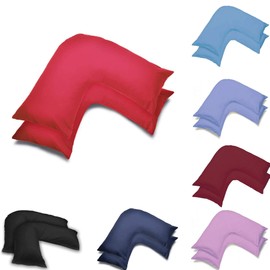 US Fabrics Pack Of Two Orthopedic V Shaped Pillow Case Cover | Orthopedic/Pregnancy/Maternity/Nursing Pillow Cases | UK V-Shaped Pillowcase Pair (Fuchsia)