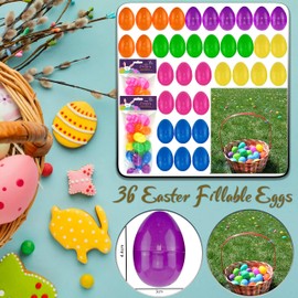 36x Easter Refillable Eggs, Easter Eggs Bulk for Party Hunt Games, Bright Surprise Toys, Ideal for Egg Hunts Decorations, DIY Crafts, Vibrant Colors for Festive Celebrations Activities - Size: 4.4cm