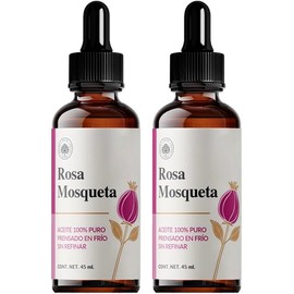 Árbora 2Pack Aceite de Rosa Mosqueta 100% Puro Sin Refinar Prensado en Frío Hidrata - Regenera - Anti-Edad Atenúa Estrías, Cicatrices y Líneas de Expresión Rostro, Cuerpo y Cabello 45ml