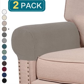 NC - Fundas elásticas para reposabrazos de elastano para sillas, sofá, sillón, fundas para sofá reclinable, 2 piezas (gris pardo)
