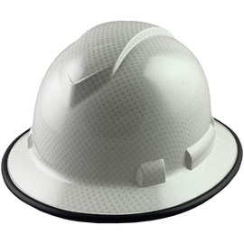 Ridgeline Full Brim Patterned Hardhat with Protective Edge with 6 Point Suspension - Shiny White Graphite Pattern