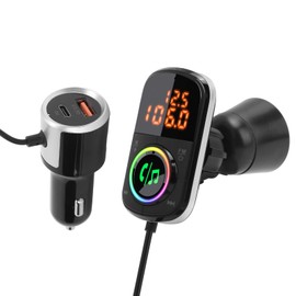 12-24V Bluetooth FM Transmitter Handsfree Call PD3.0/QC3.0 Fast Charging LCD Screen with Colorful LED Light