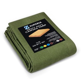 ZUPERIA Canvas Tarp 1 Pack, 8' x 10' ft, 12oz. Heavy Duty Tarp with Rustproof Grommets, Water Resistant, Multipurpose Tarp for Camping Tarp, Canopy Tent (Olive Green)