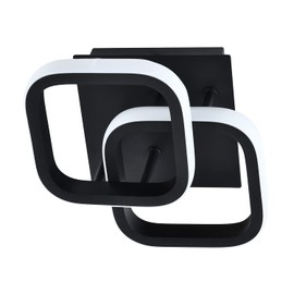 Sleek Designer Double Square Head Semi-Flush Energy Efficient Matt Black Sand LED Ceiling Light | 19w = 75w | 3000k Warm White Colour | 1000 Lumens | IP20 Rated by Happy Homewares