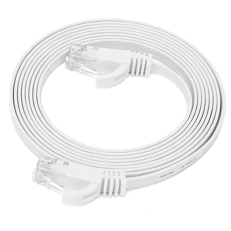 Cable Ethernet Plano Blanco CAT6 Gigabit 8 Núcleos Par Trenzado