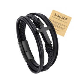 To My Son/Grandson/Brother/Dad/Boyfriend/Men Bracelet, Gifts for Teen Boys Men Inspirational Bracelet for Birthday Graduation Back to School Christmas Gifts Stocking Stuffers