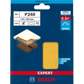 Bosch 10x EXPERT C470 Sandpaper (for Paint on wood, Hardwood, Ø 115x107 mm, Grit 240, Professional Accessory Orbital Sander)
