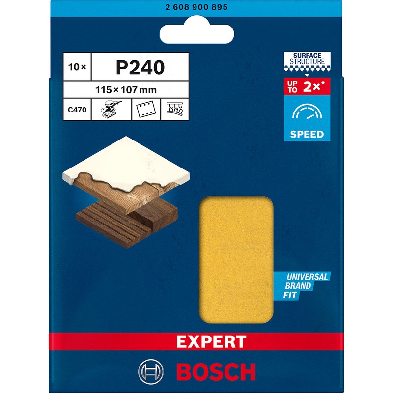 Bosch 10x EXPERT C470 Sandpaper (for Paint on wood, Hardwood,