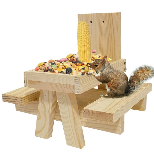 Squirrel Picnic Table Feeder Wooden Squirrel Feeders Corn Cob Holder