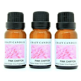 Crazy Candles Pink Chiffon 3 Bottles 1/2 Fl Oz Each (15ml) Premium Grade Scented Fragrance Oil