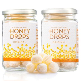 Gourmanity Honey Drops, Delectable Balls of Hard Honey Candy with Surprise Honey Filling, Carefully Crafted with Natural Honey, Made in Provence, France, 7oz (Pack of 2)