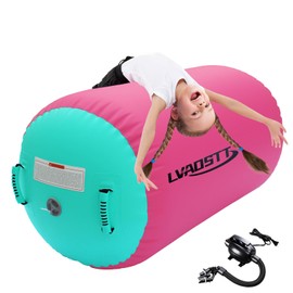 Gymnastics Air Barrel Roller Air Spot, Inflatable Tumbling Mat Tumble Track Gymnastic Equipment Balance Cylinder with Pump for Yoga Cheerleading Home Use Gym