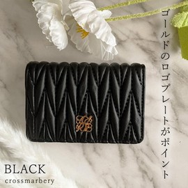 Cross Marberry R86 Business Card Holder, Quilting, Magnetic Button, Adult, Cute, Soft, Business, Lightweight, High Visibility, Card Case, Black