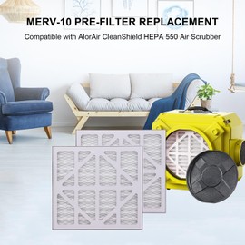 GreeSuit 5 Pack MERV-10 Pre-Filter Replacement Compatible with AlorAir CleanShield HEPA 550 Air Scrubber and Abestorm HEPA 550 Air Scrubber - 5 Pack