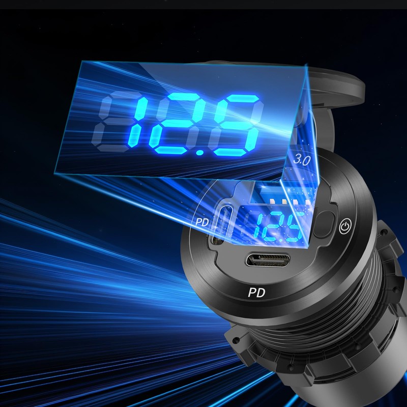 2 Pack 12V USB Outlet 3 Port Car Charger Socket,