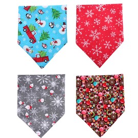 4 Pack Christmas Dog Bandana Reversible Triangle Bibs Scarf Accessories for Dogs Cats Pets